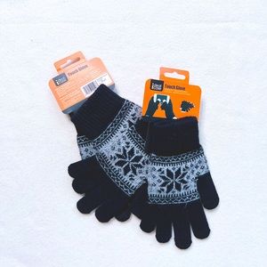 Ideal-Case Snowflake Touchscreen Gloves Black Grey Knit Winter Warm Size Small